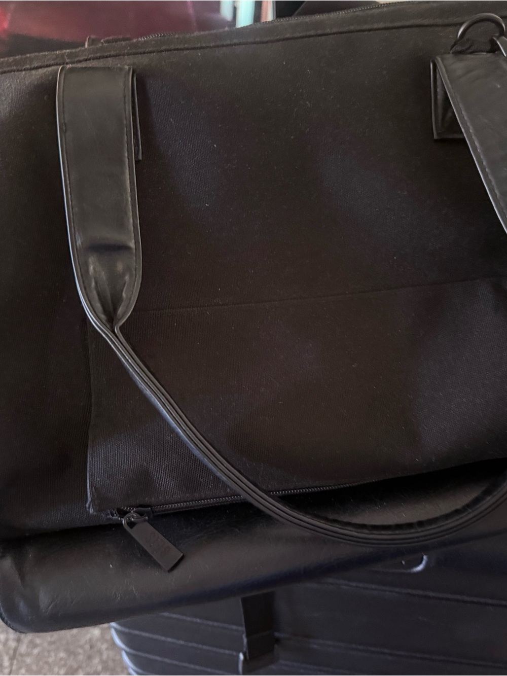 BEIS Black Travel Tote Bag with Leather-Trim Handles
